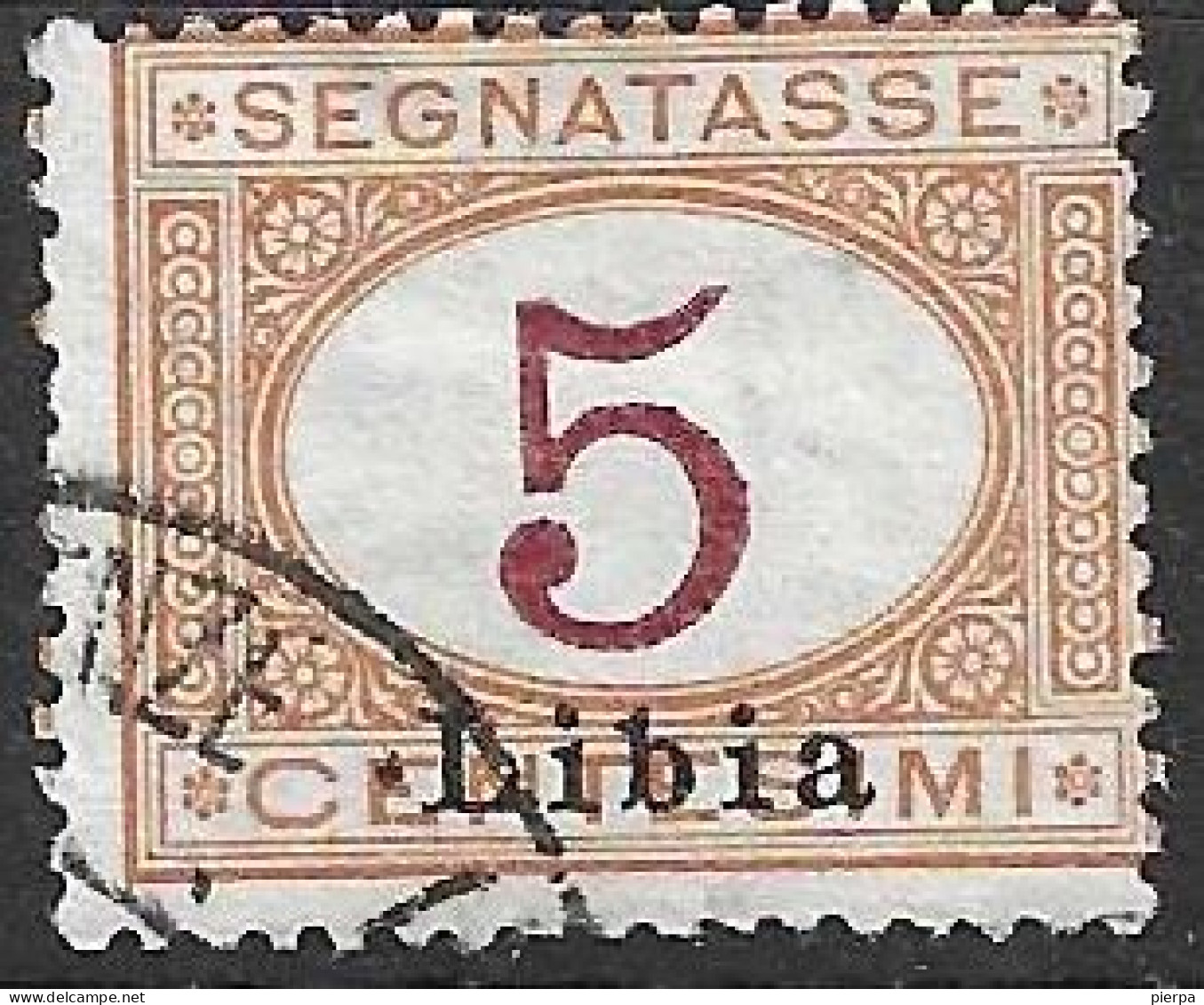 LIBIA COLONIA ITALIANA - 1915 - SEGNATASSE C. 5 - USATO (YVERT TX 1 - MICHEL RS 1 - SS SG 1) - Libia