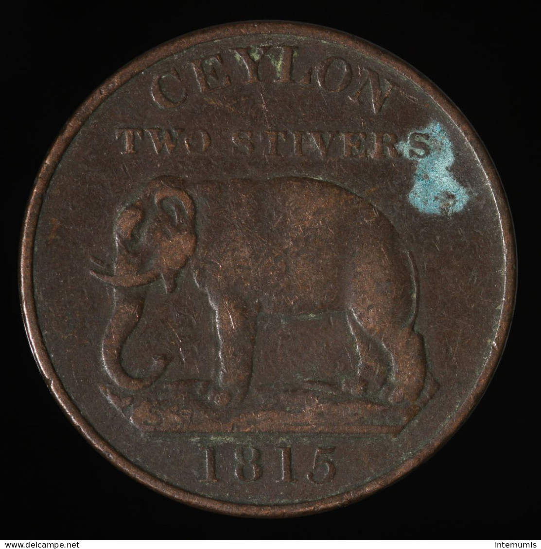  Ceylon - Sri Lanka, George III, 2 Stivers, 1815, , Cuivre (Copper), TB+ (VF),
KM#82, Pr#90 - Sri Lanka