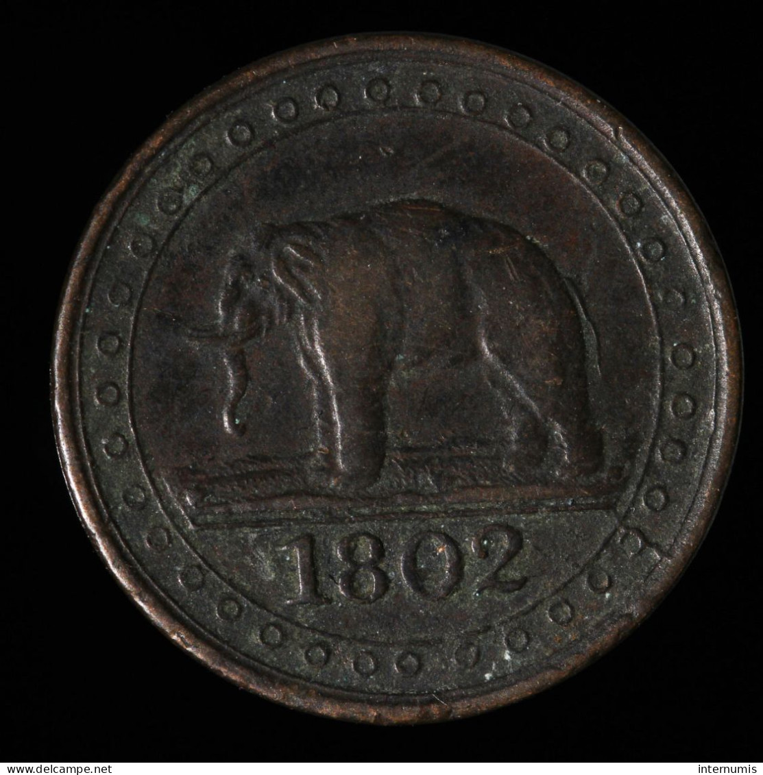 RARE Ceylon - Sri Lanka, George III, 1/192 Rixdollar, 1802, , Cuivre (Copper), TTB (EF),
KM#73, Pr#87 - Sri Lanka (Ceylon)