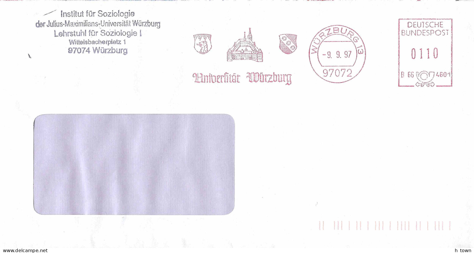 235  Université, Ours: Ema D'Allemagne, 1997 - University, Bear: Meter Stamp From Würzburg, Germany - Ours