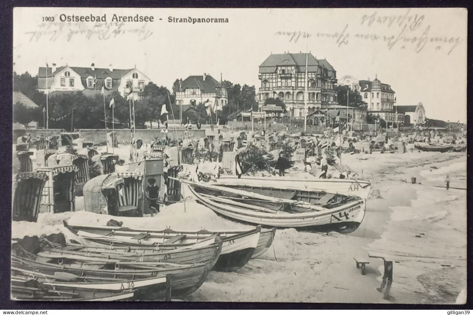 Kühlungsborn, OSTSEEBAD ARENDSEE, Strandpanorama, 1914 Gelaufen - Kuehlungsborn