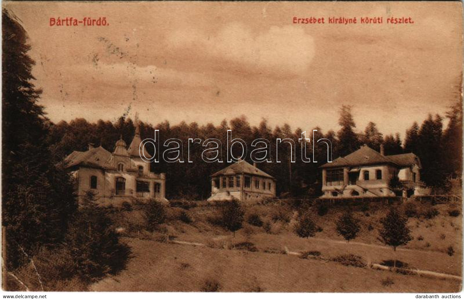 T3 1913 Bártfa, Bártfafürdő, Bardejovské Kúpele, Bardejov; Erzsébet Királyné Körút, Nyaralók. Divald / Street View, Vill - Sin Clasificación