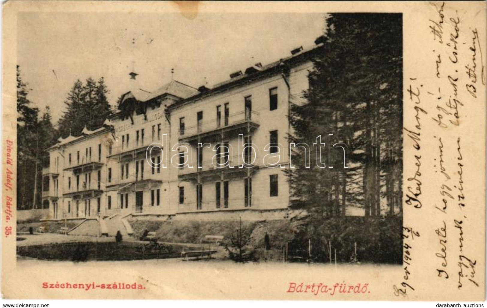 T3 1904 Bártfafürdő, Bardejovské Kúpele, Bardiov, Bardejov; Széchenyi Szálloda. Divald Adolf 35. / Hotel (Rb) - Non Classés