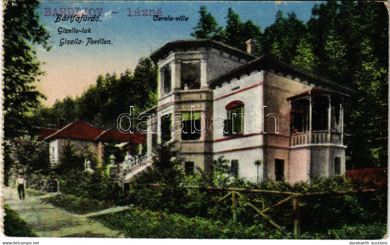 * T2/T3 1925 Bártfafürdő, Bardejovské Kúpele, Bardiov, Bardejov; Gizella Lak és Pavilon, Carola Villa / Villas - Non Classés