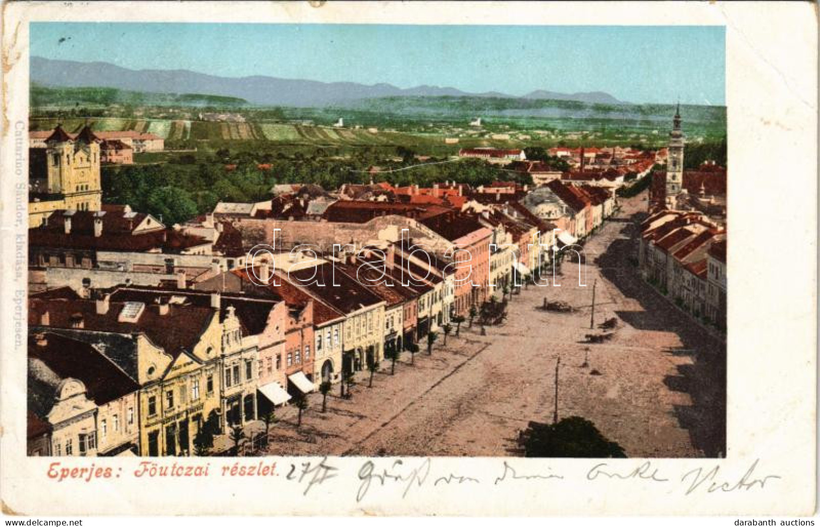 T3 1900 Eperjes, Presov; Fő Utca, üzletek. Cattarino Sándor Kiadása / General View, Shops (EB) - Unclassified