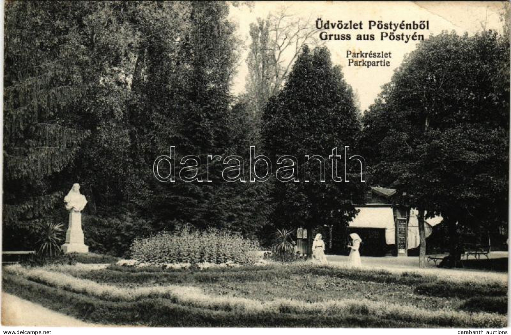 T2/T3 1907 Pöstyén, Pistyan, Piestany; Parkrészlet. Gipsz H. Kiadása / Park, Statue (EK) - Unclassified