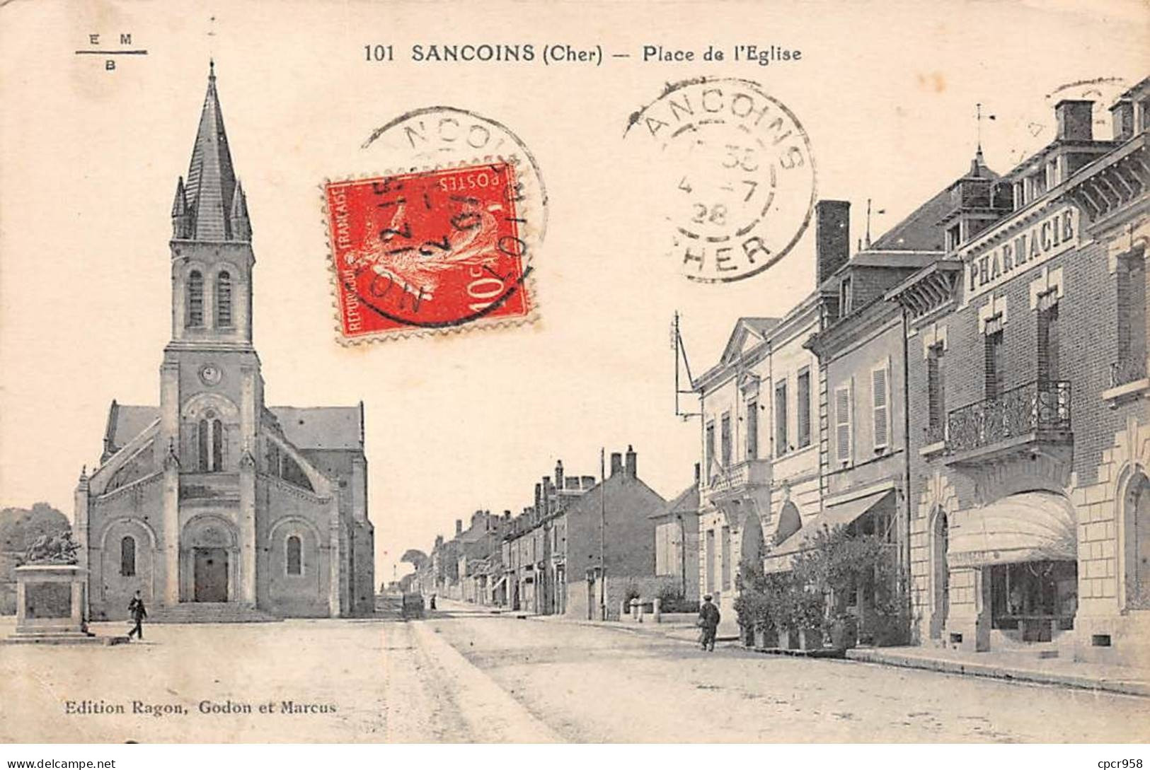 18-AM21564.Sancoins.N°101.Place De L'église - Sancoins