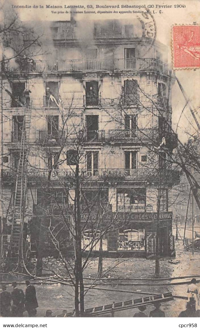 75009-SAN59829-PARIS.Incendie De La Maison Laurette.Boulevard Sébastopol.Février 1904.Vue Prise De La Maison Laurent - District 09