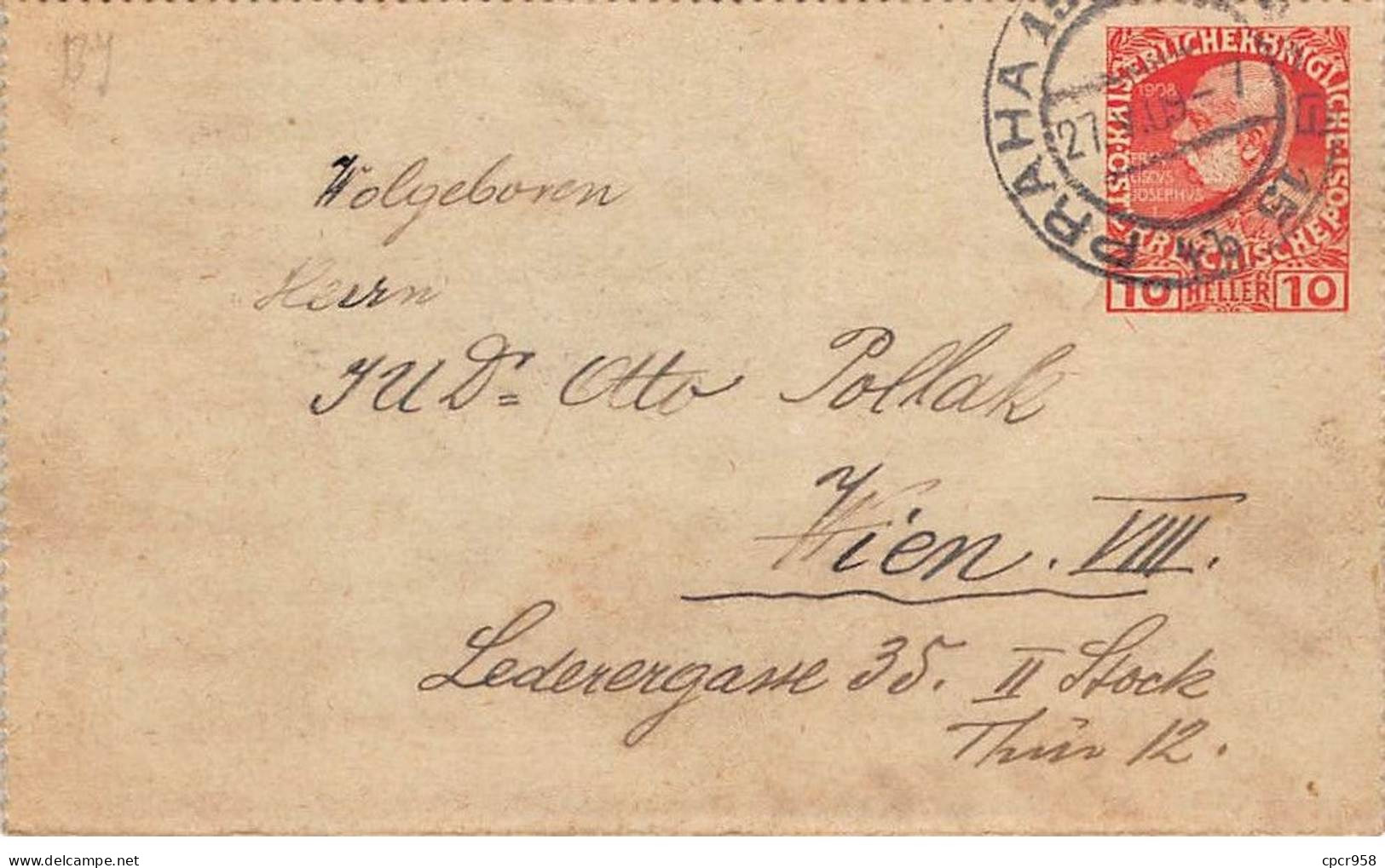 TCHEQUIE - SAN45697 - Praha - Entier Postal - 1909 - Tchéquie