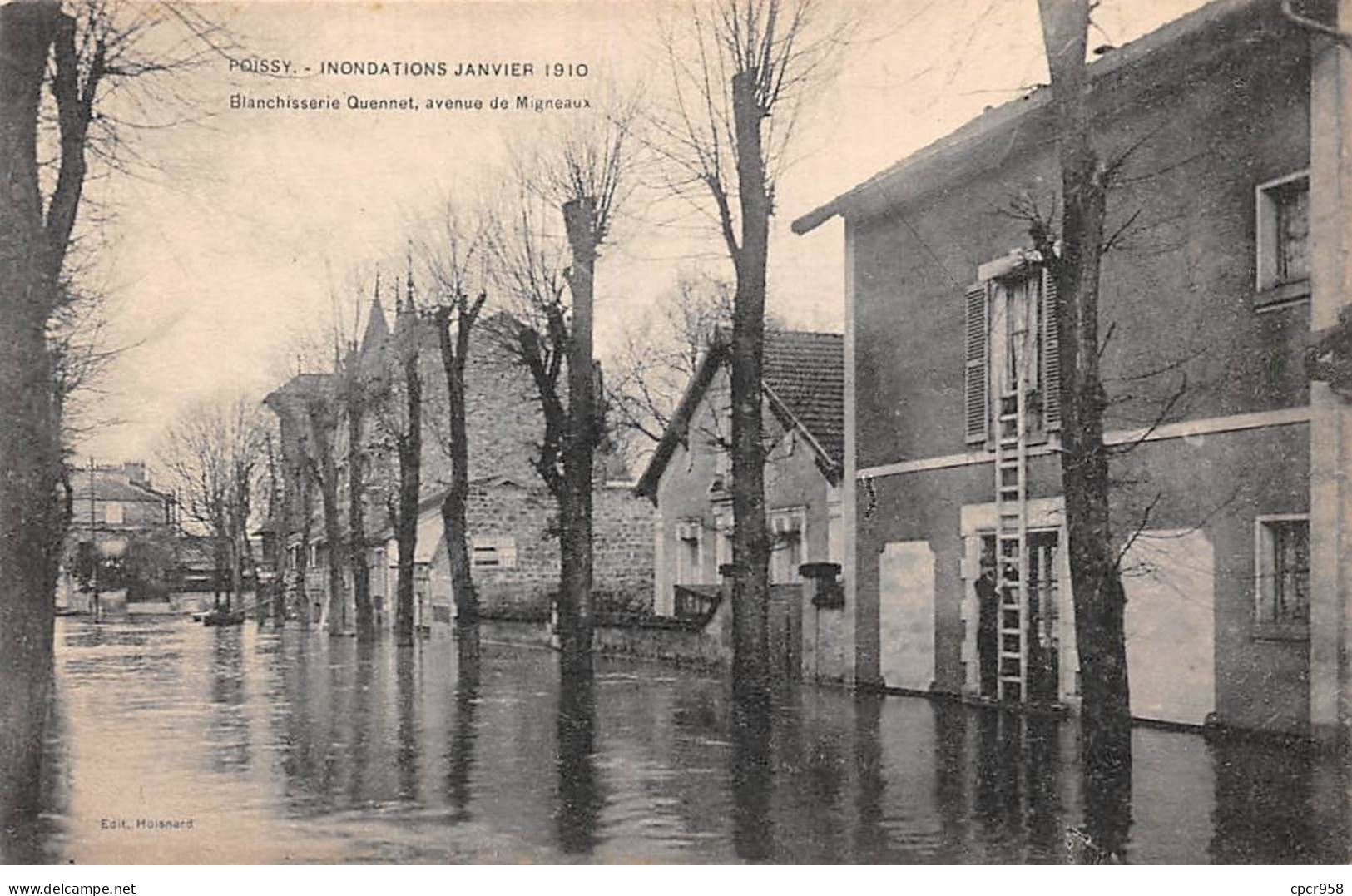 78-SAN60035-POISSY.Inondation.Janvier 1910.Blanchisserie Quennet.Avenue De Migneaux - Poissy