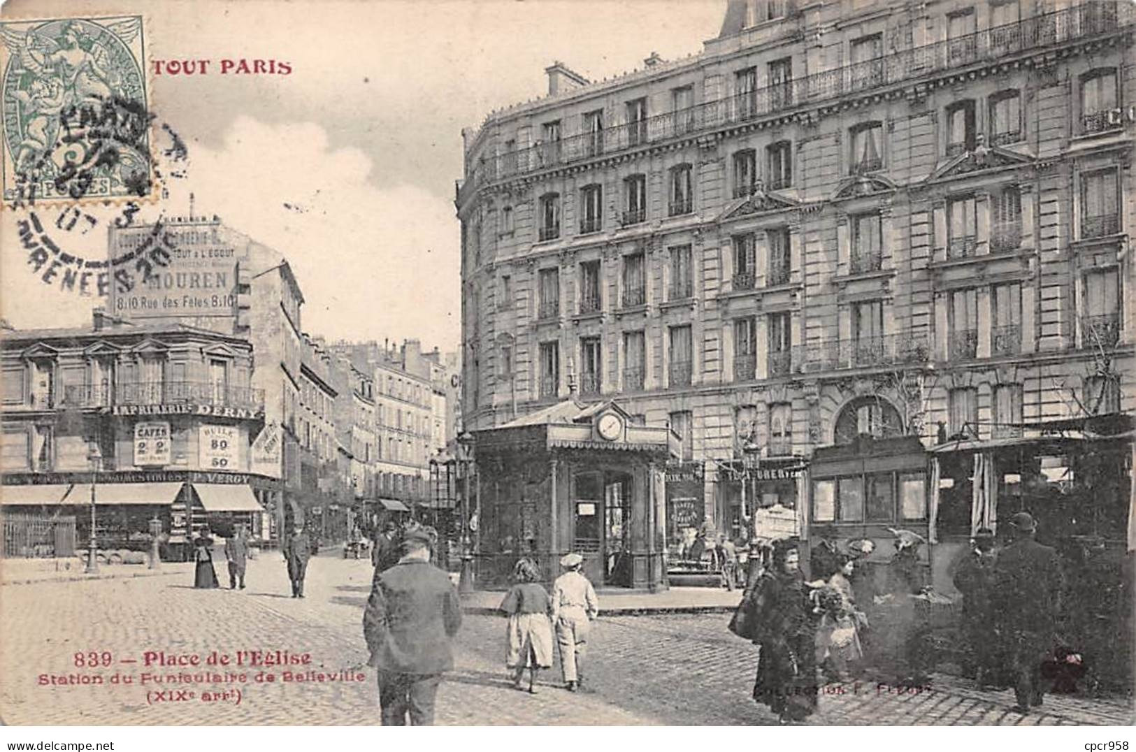 75019-SAN59886-PARIS.Place De L'Eglise.Station Du Funiculaire De Belleville - District 19