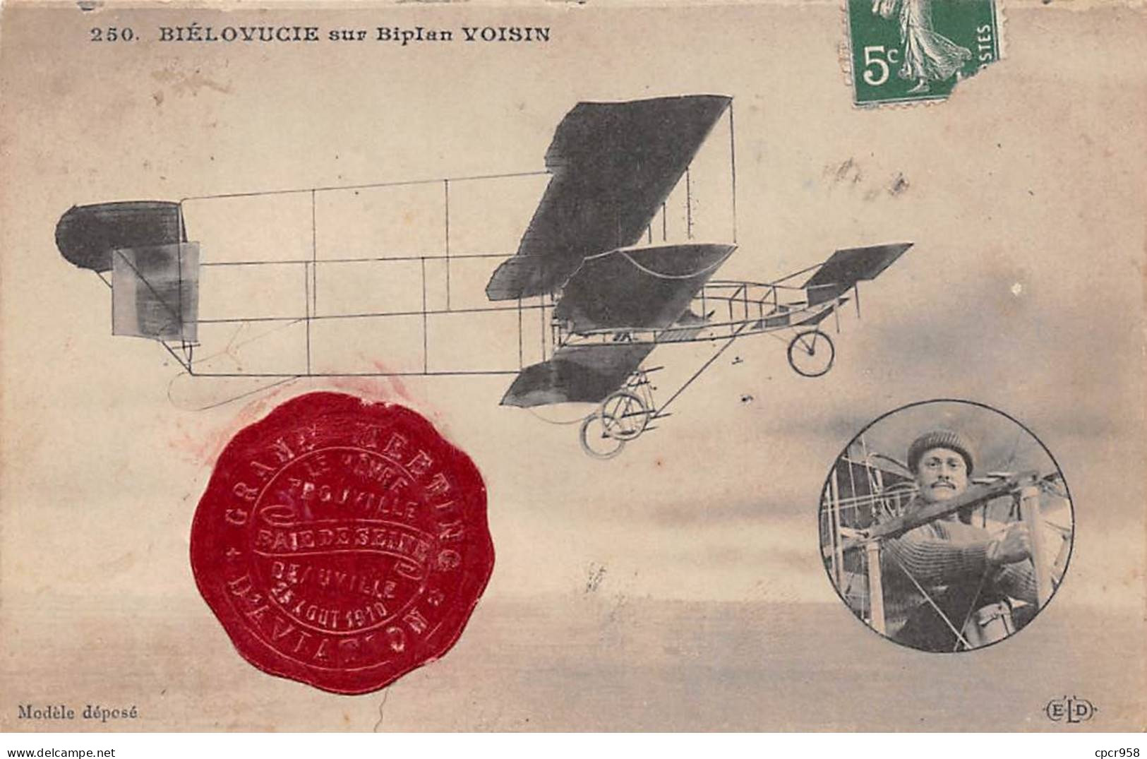 Aviation.SAN58871.250.Biélovucie Sur Biplan Voisin.Vignette - Aviateurs