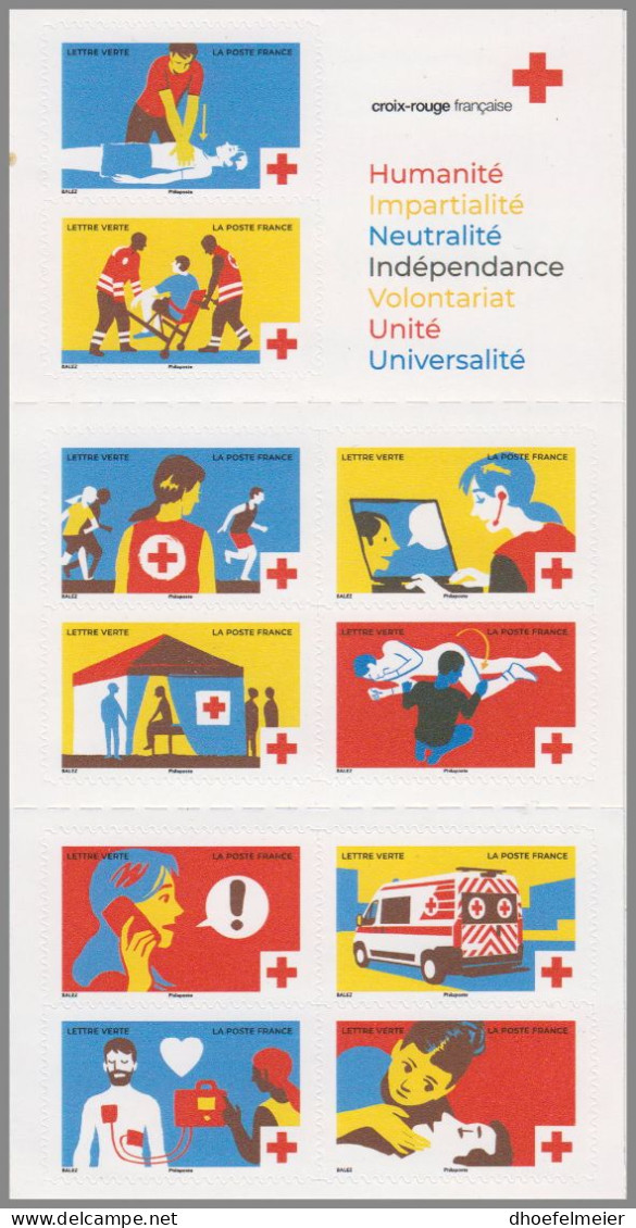 FRANCE 2023 MNH Red Cross Rotes Kreuz Self Adhesive Foil Booklet – OFFICIAL ISSUE – DHQ49610 - Croce Rossa