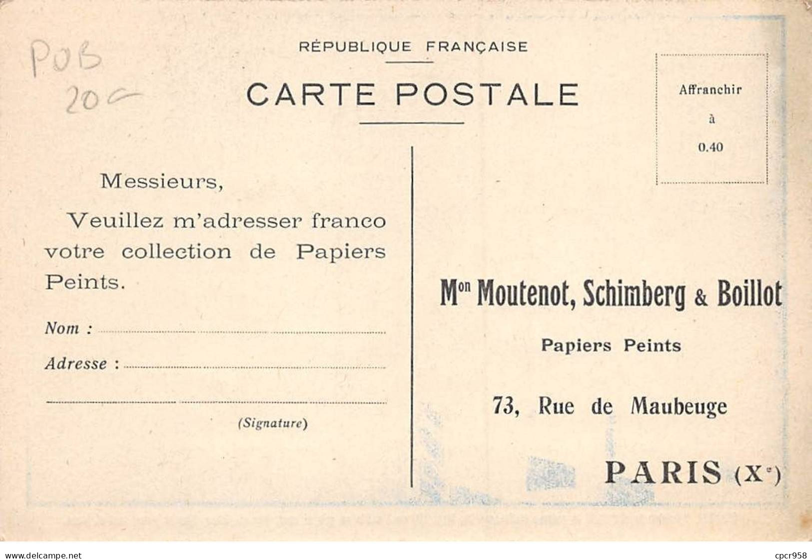 Publicité - N°85264 - Maison Moutenot, Schimberg & Boillot - Papiers Peints - Chambre Damier Fleuri ... - Publicité