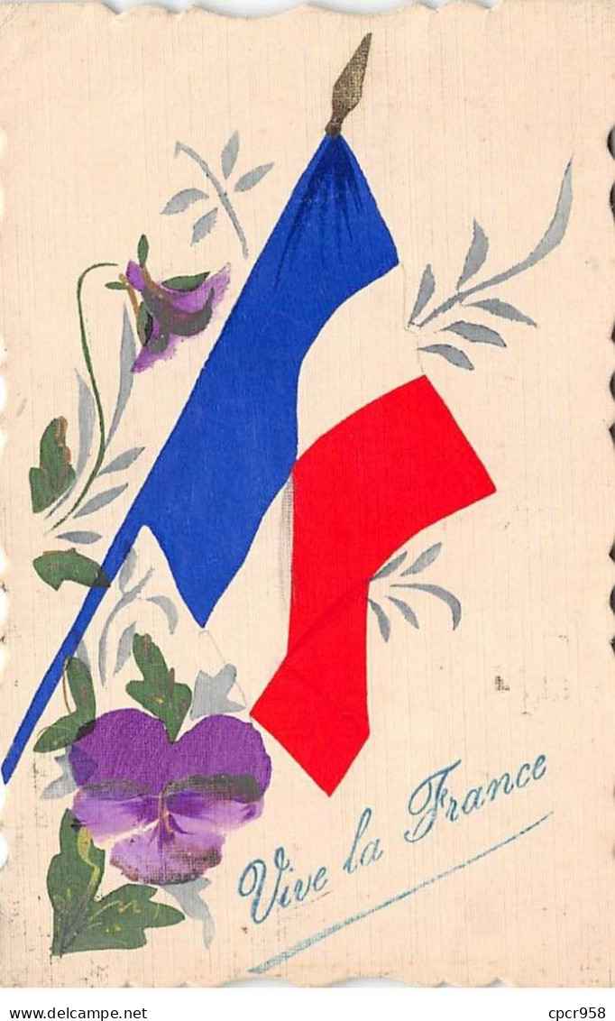 Militaire - N°85265 - Vive La France - Drapeau Et Violettes - Carte Peinte à La Main - Patriotiques