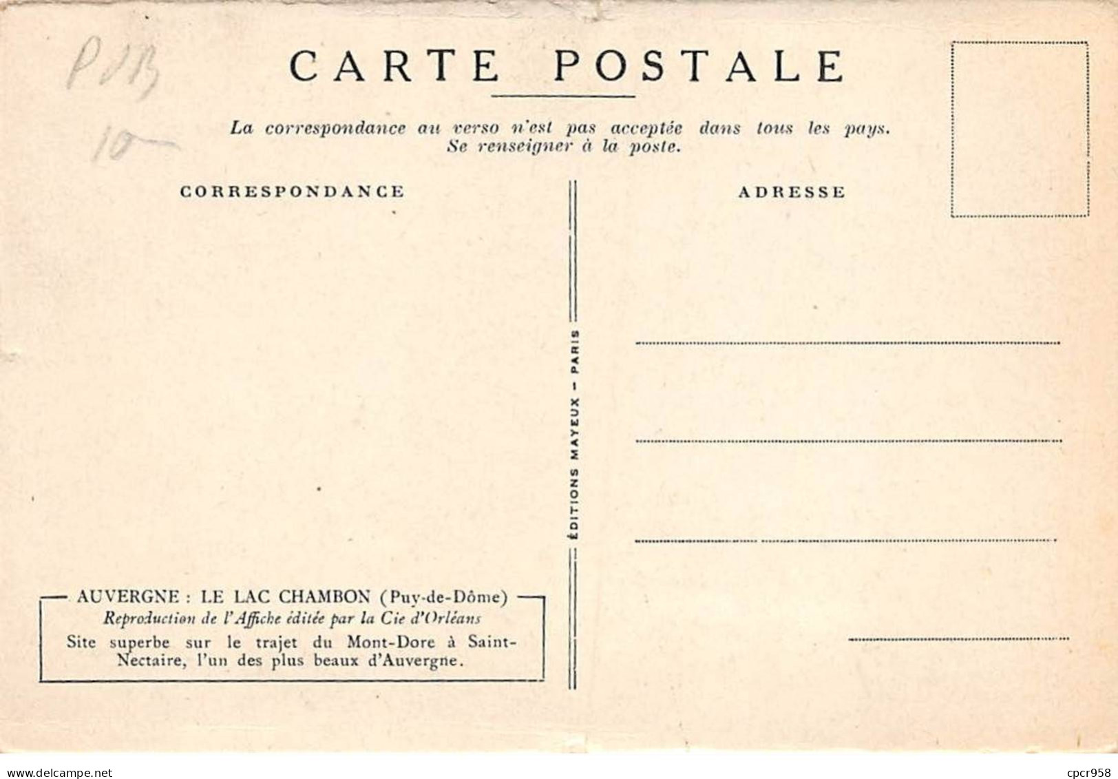 Publicité - N°85237 - Paris-Orléans Railway Of France - Do You Want A Holiday Out Of The Beaten Track  ?.... Auvergne - Werbepostkarten