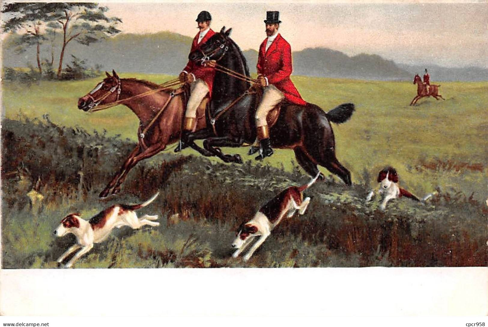 Sports - N°85604 - Chasse - Meute Et Cavaliers Sautant Une Haie - Chasse à Courre - Chasse