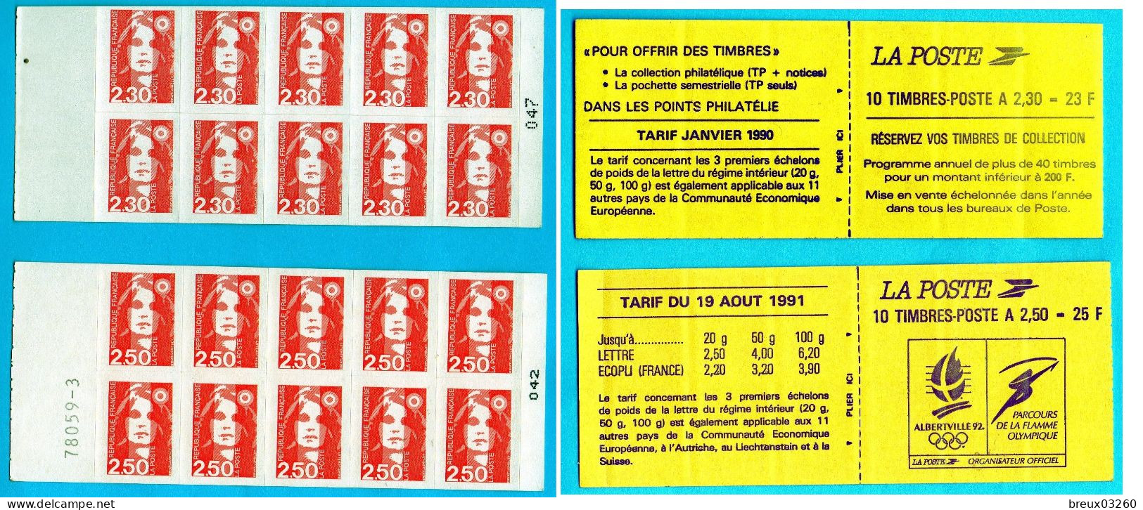 2 Carnets - Timbres 2.30 Fr-  2.50Fr Marianne De Briat - - Modernes : 1959-...