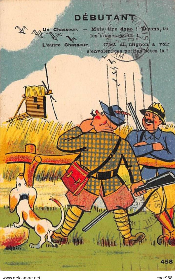 Sports - N°85601 - Chasse - Débutant, Un Chasseur ... - Chasseurs Avec Un Chien Regardant Un Moulin à Vent - Chasse