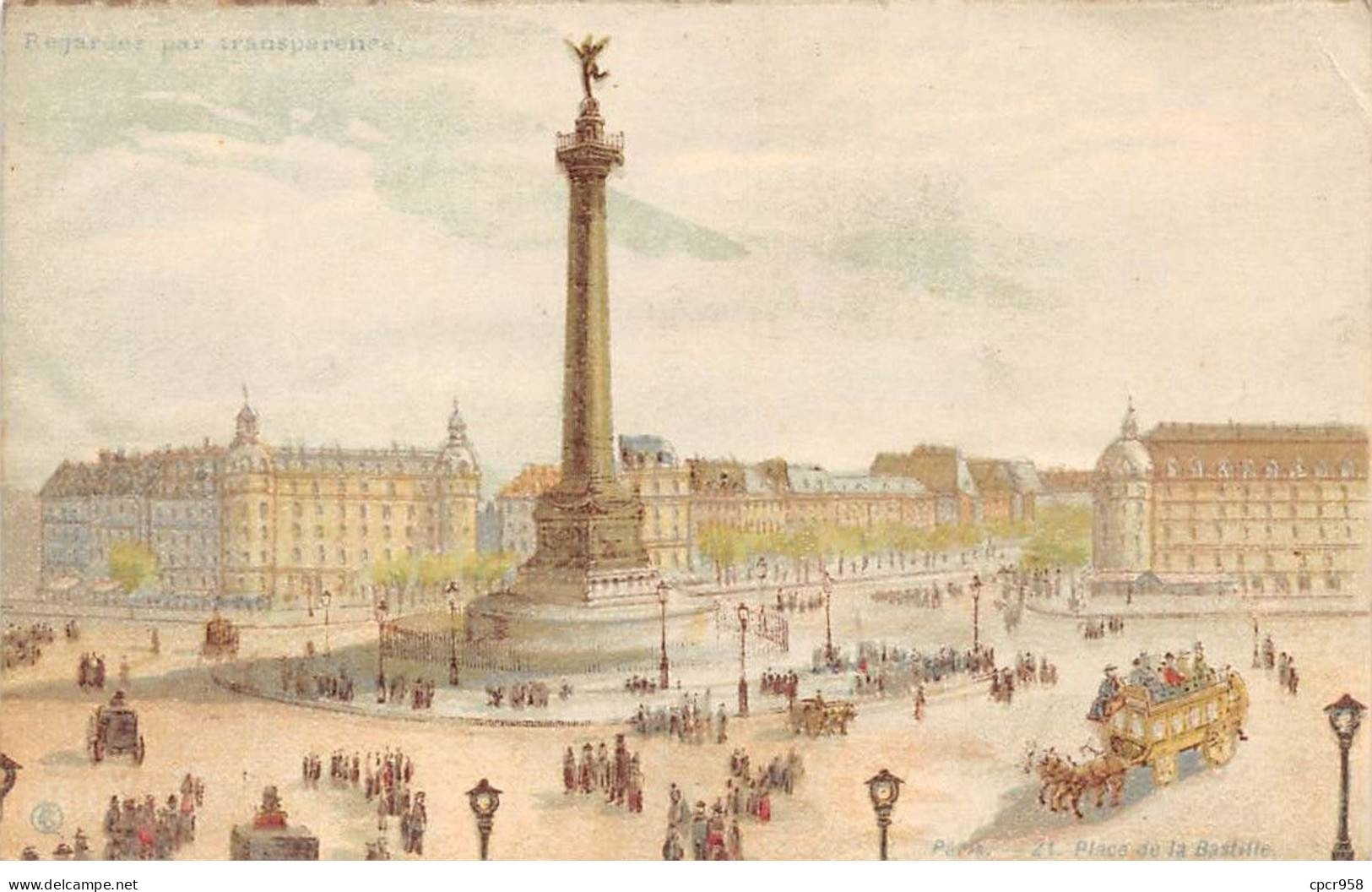 Fantaisie - N°85482 - PARIS - 21. Place De La Bastille - Regarder Par Transparence - Carte à Système - Cartoline Con Meccanismi