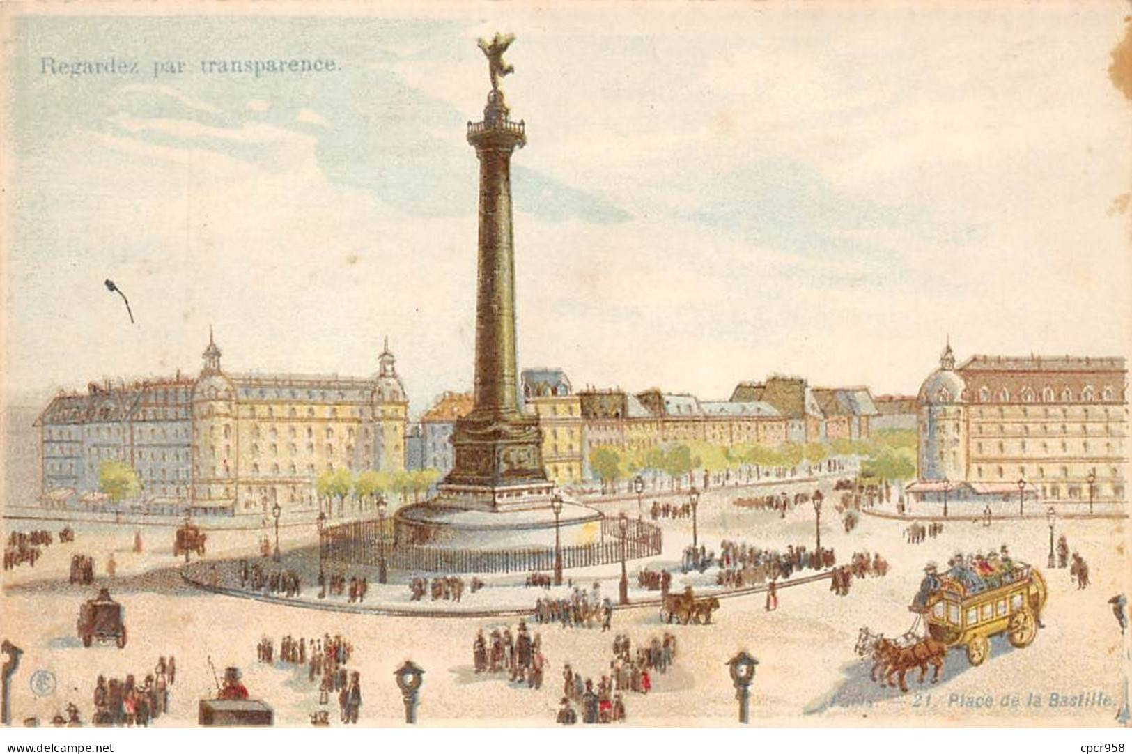 Fantaisie - N°85469 - PARIS - 21. Place De La Bastille - Regarder Par Transparence - Carte à Système - Mechanical