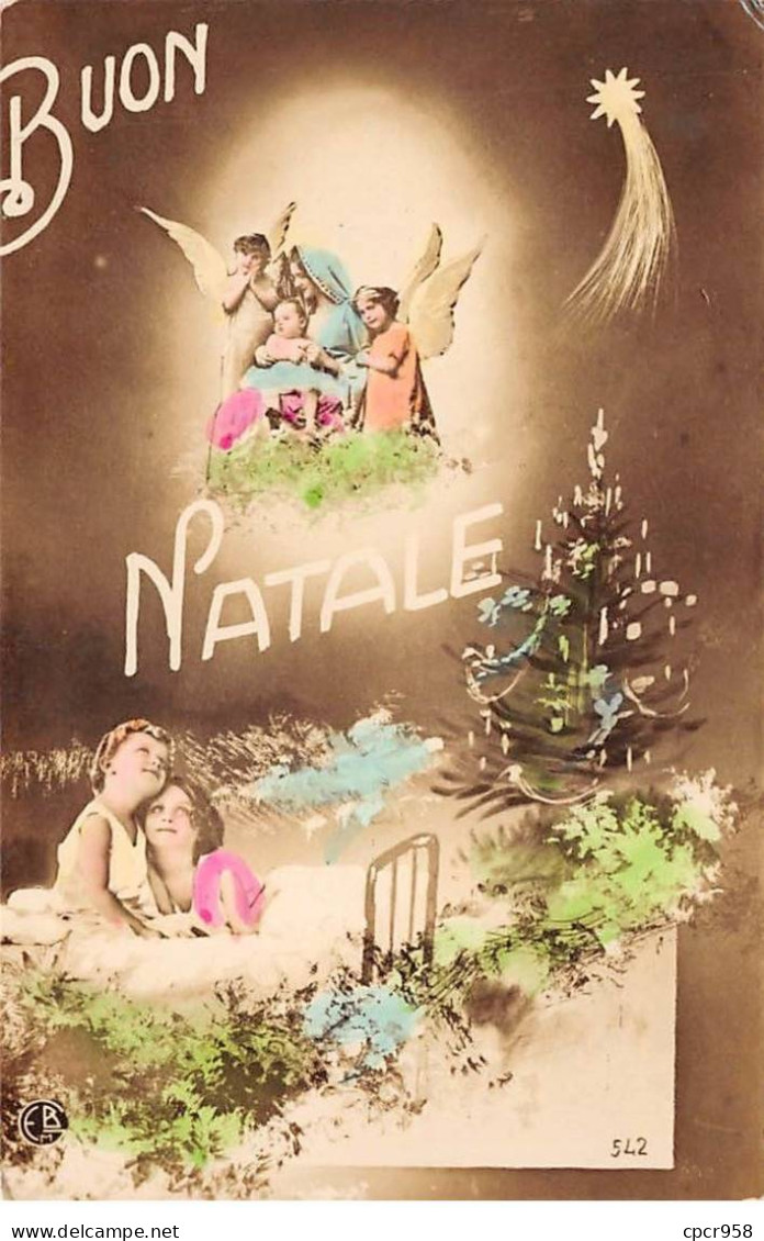 Anges - N°85345 - Buon Natale - Fillettes Regardant Des Anges Dans Le Ciel - Engel