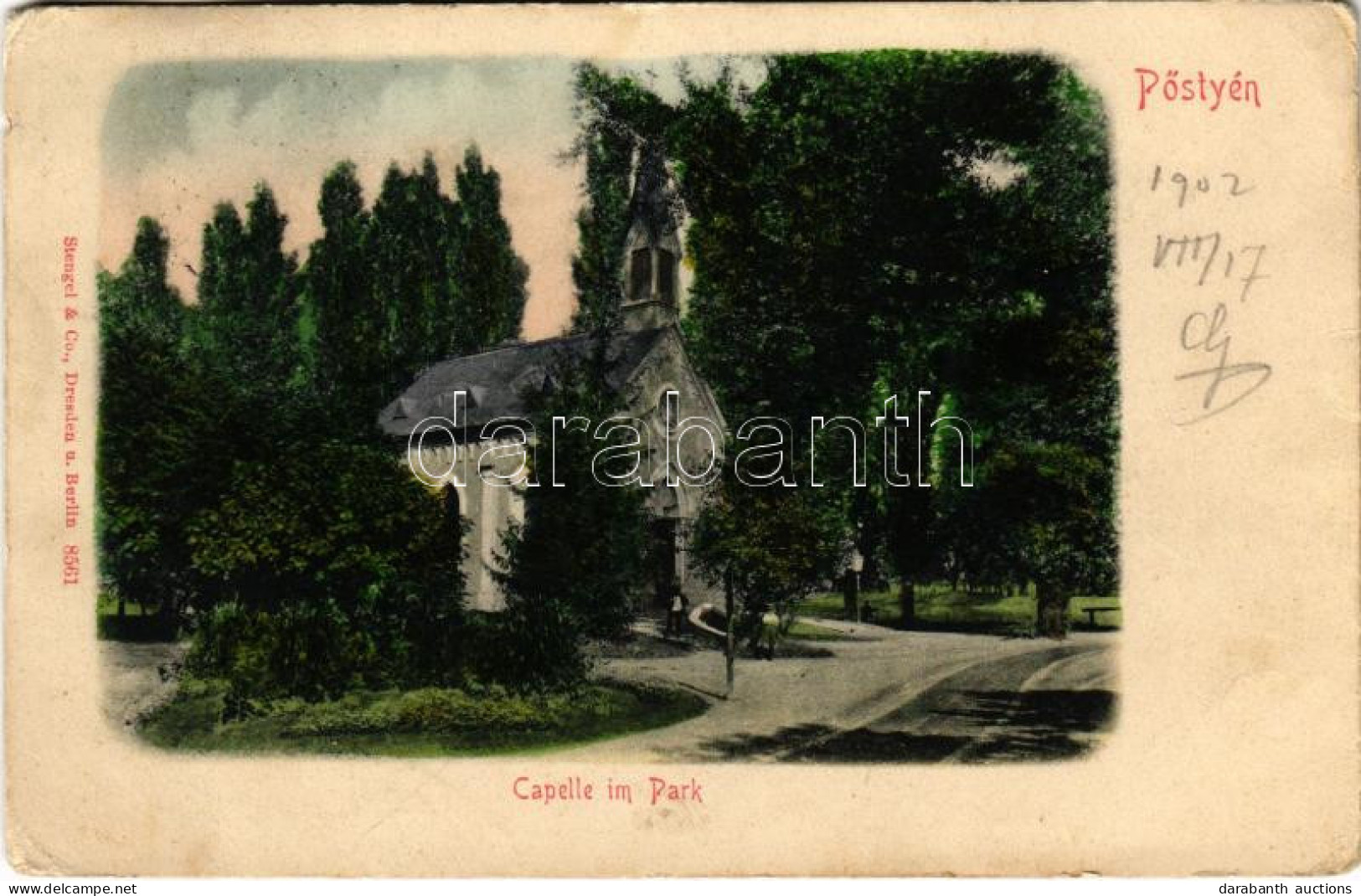 T2/T3 1902 Pöstyén, Pistyan, Piestany; Kápolna A Parkban / Capelle Im Park / Chapel In The Park. Stengel & Co. 8561. (EB - Unclassified