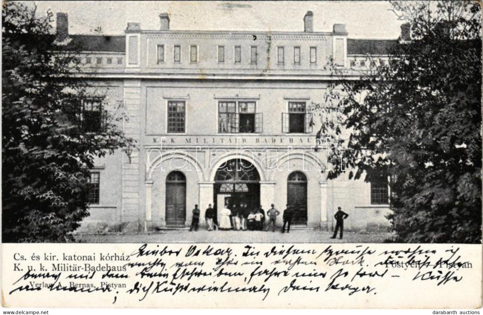 T2/T3 1901 Pöstyén, Pistyan, Piestany; Cs. és Kir. Katonai Kórház. A. Bernas Kiadása / K.u.K. Military Hospital (fl) - Unclassified