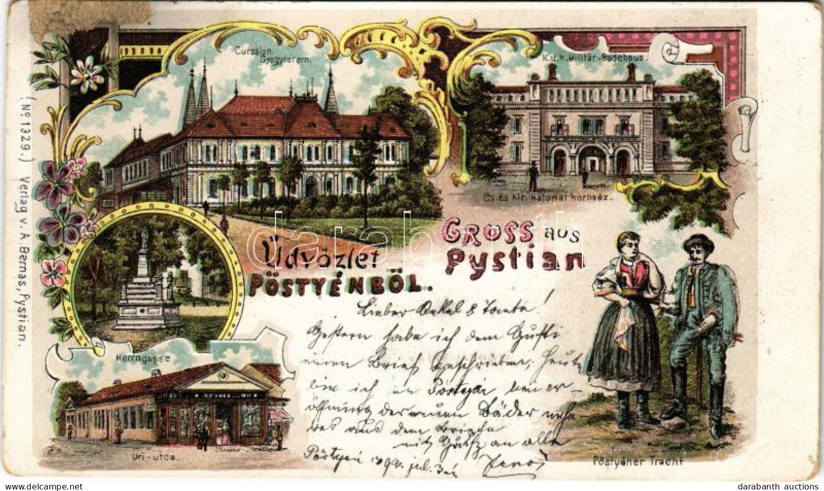 T3 1898 (Vorläufer) Pöstyén, Pistyan, Piestany; Gyógyterem, Cs. és Kir. Katonai Kórház, Emlékmű, Népviselet, Úri Utca, A - Unclassified