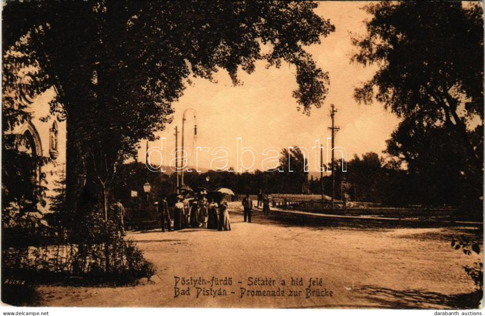 T2/T3 1912 Pöstyén-fürdő, Pistyan, Kúpele Piestany; Sétatér A Híd Felé / Promenade To The Bridge (EK) - Unclassified