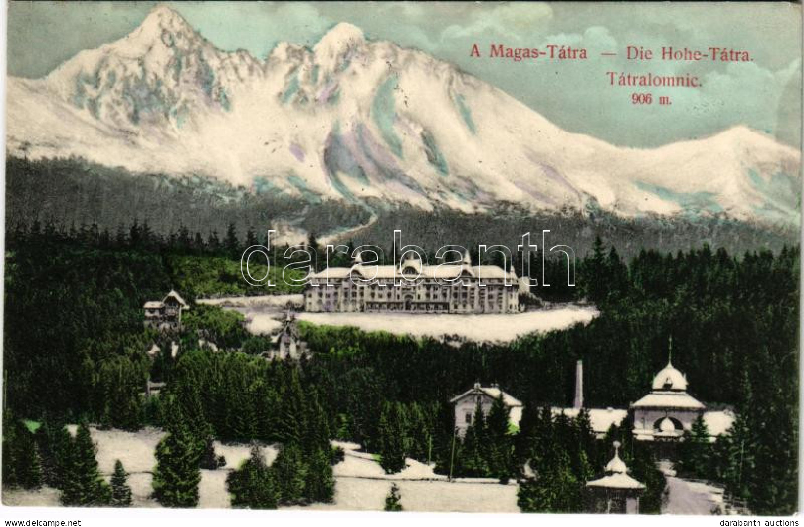 T2 1907 Tátralomnic, Tatranská Lomnica (Tátra, Magas-Tátra, Vysoké Tatry); Palota Szálloda Télen. Divald Károly 1461-190 - Unclassified