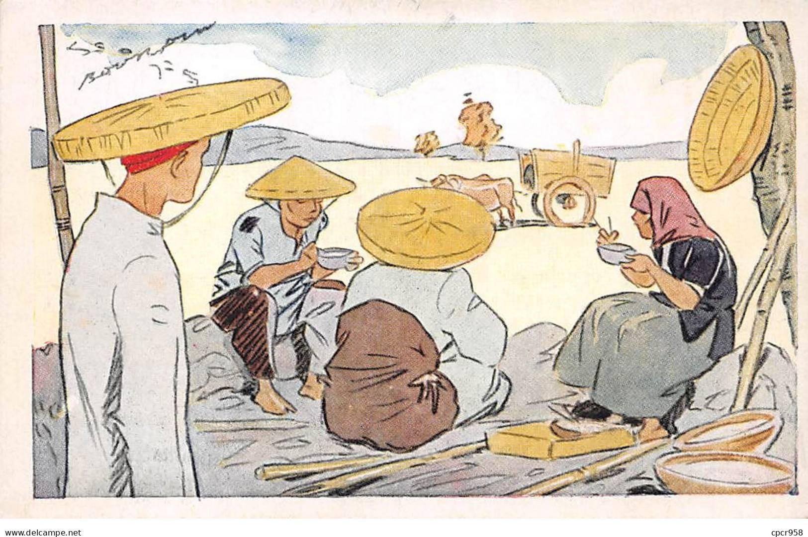 Viêt-Nam - N°84626 - Hommes Et Femmes Mangeant - Carte Publicitaire Le Riz D'Indo-Chine - Vietnam