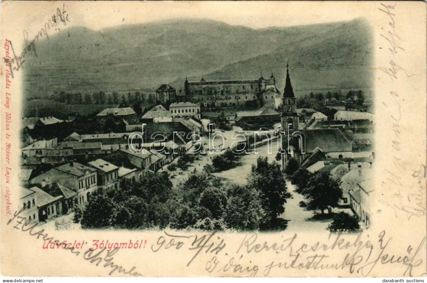 T2/T3 1900 Zólyom, Zvolen; Fő Utca, Vár. Löwy Miksa és Steiner Lajos Kiadása / Main Street, Castle (EK) - Unclassified