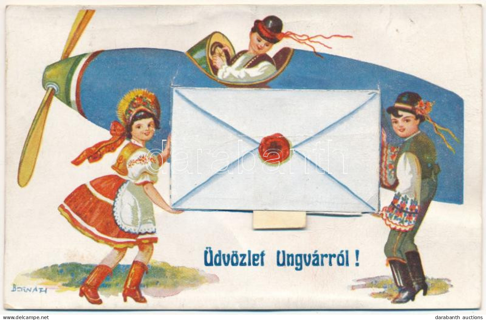 T2/T3 1939 Ungvár, Uzshorod, Uzhhorod, Uzhorod; Magyar Népviseletes Leporellolap 10 Képpel / Hungarian Folklore Leporell - Non Classés