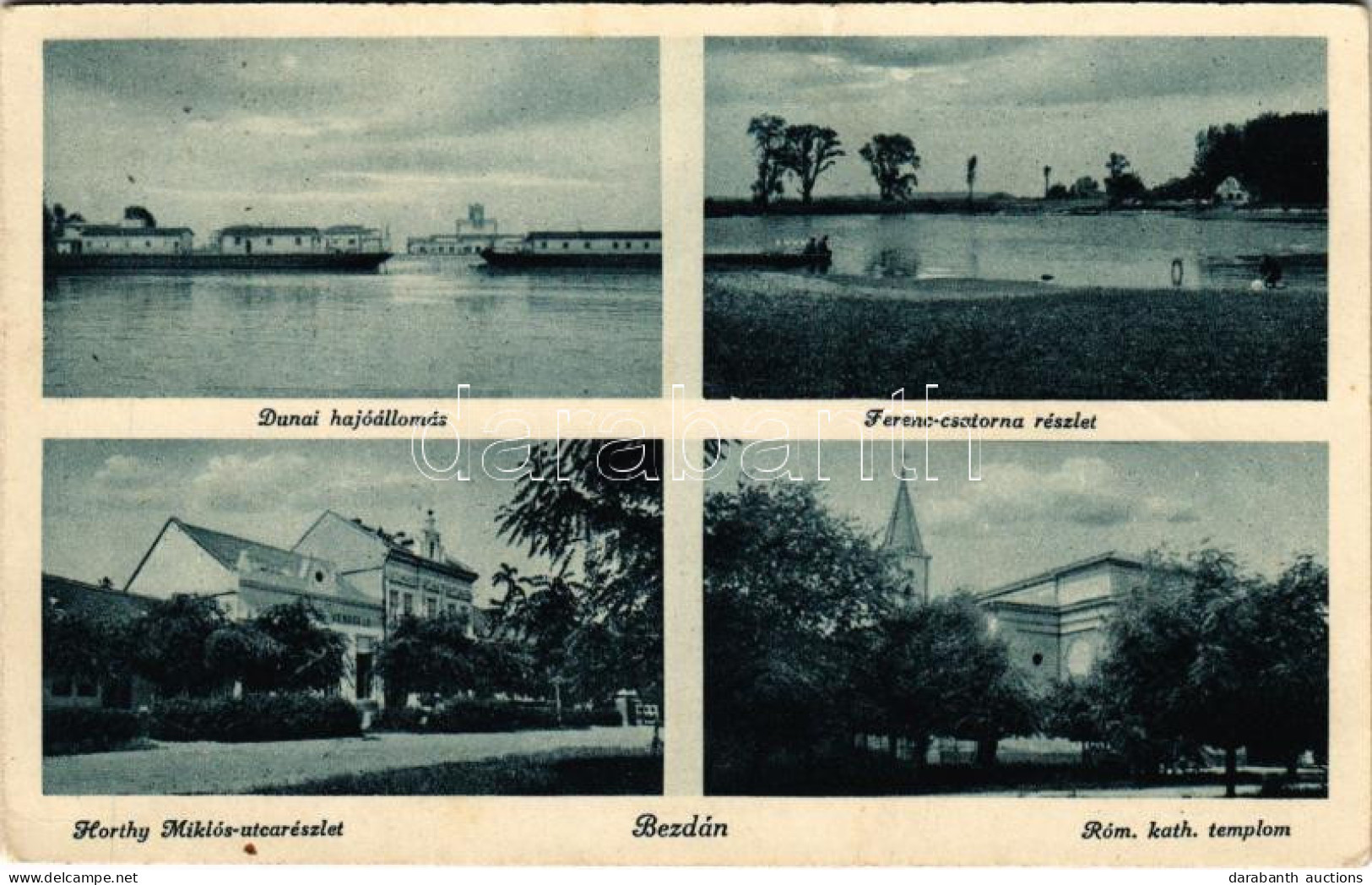 T2/T3 1942 Bezdán, Besdan, Bezdan (Zombor, Sombor); Dunai Hajóállomás, Ferenc-csatorna Részlet, Horthy Miklós Utca Részl - Unclassified