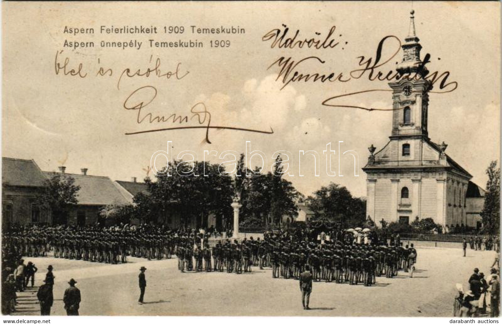 T2/T3 Kevevára, Temeskubin, Kovin; Aspern Feierlichkeit 1909 / Aspern ünnepély / K.u.K. Military Parade (fl) - Unclassified