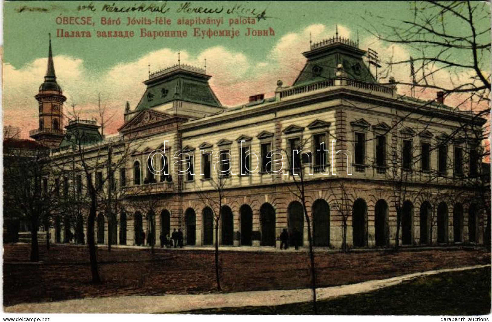 T2/T3 1910 Óbecse, Stari Becej; Báró Jóvits Féle Alapítványi Palota. Lévai Lajos Kiadása / Palace - Sin Clasificación