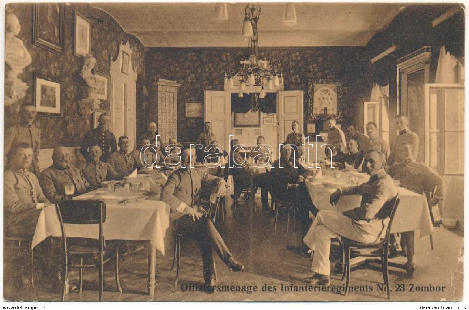 T2/T3 1914 Zombor, Sombor; Offiziersmenage Des Infanterieregiments No. 23. / 23. Gyalogezred Tiszti étkezője, Belső. Man - Unclassified