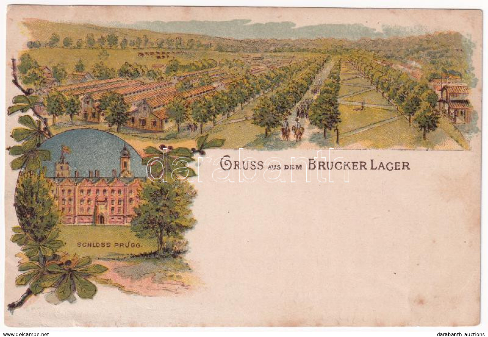 T4 1897 (Vorläufer!) Királyhida, Bruckújfalu Tábor, Brucker Lager, Bruckneudorf; Schloss Prugg (Bruck An Der Leitha), Gr - Non Classés