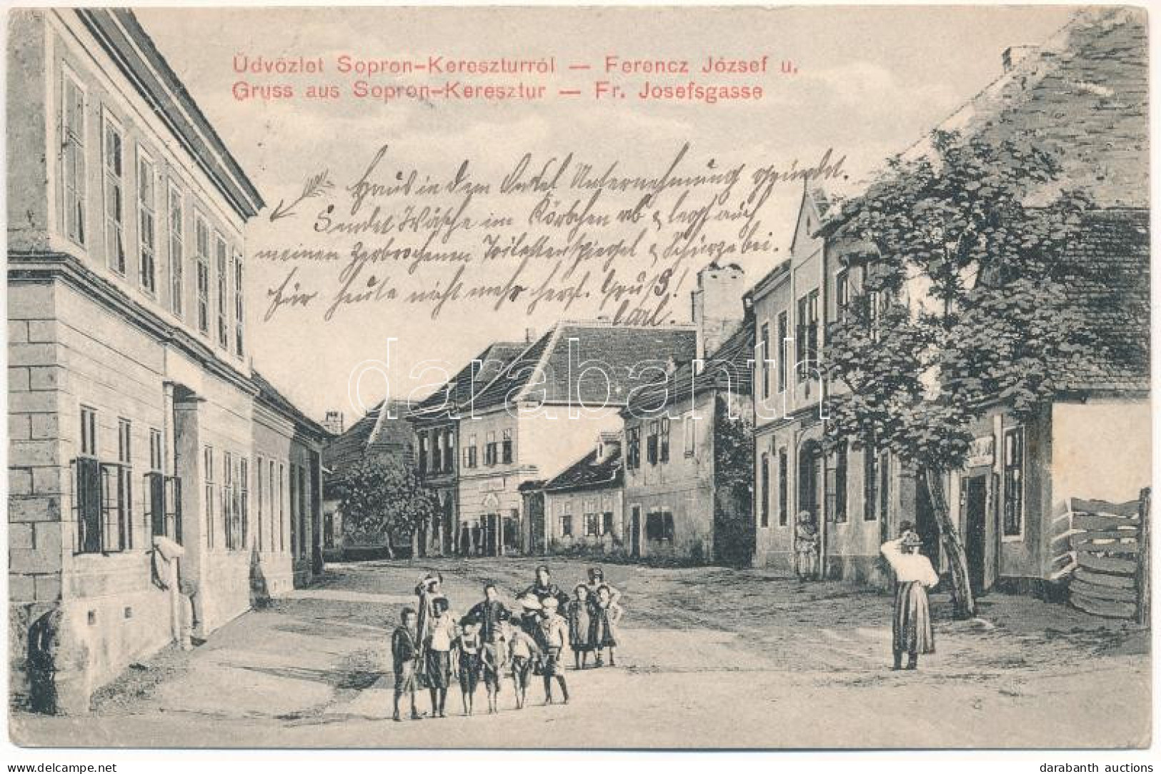 T2/T3 1913 Sopronkeresztúr, Németkeresztúr, Deutschkreutz Bei Oedenburg; Franz Josefsgasse / Ferenc József Utca / Street - Sin Clasificación