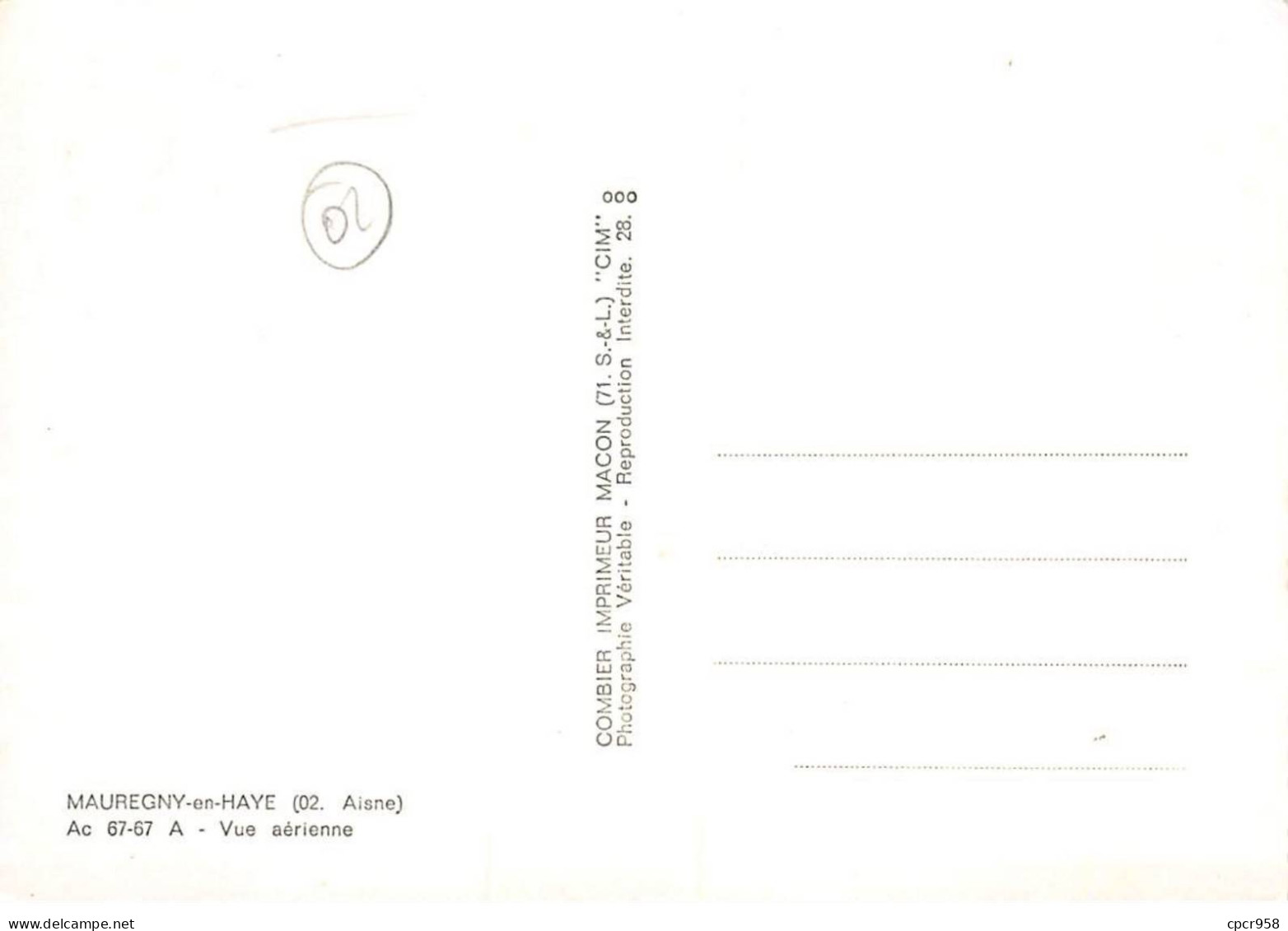 02 - SAN60215 - Mauregny En Haye - Vue Aérienne - Editions Combier - Ac 67-67 - CPSM 10x15 Cm - Autres & Non Classés