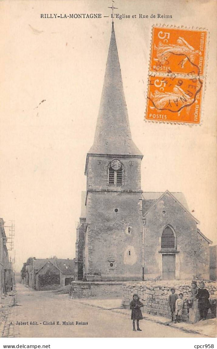 51-SAN59387-RILLY-LA-MONTAGNE.L'Eglise Et Rue De Reims - Rilly-la-Montagne