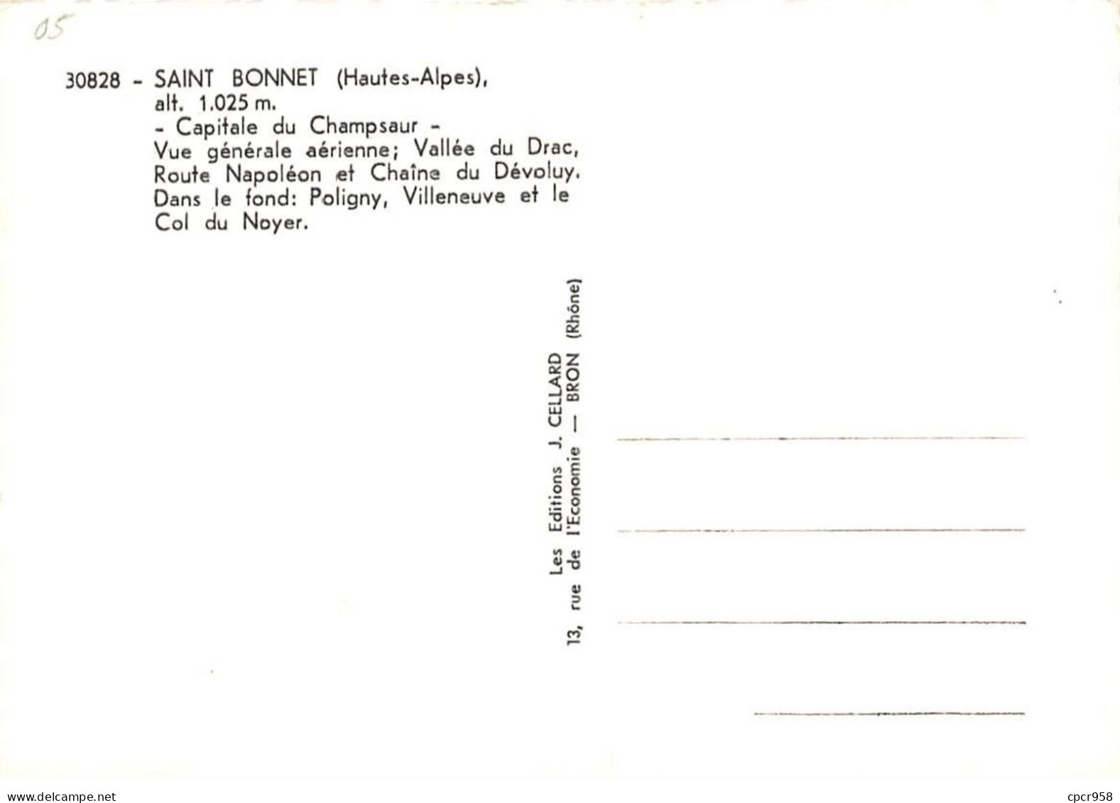 05 - SAN60263 - ST BONNET - Capitale Du Champsaur - Vue Générale Aérienne - Cellard 30828 - CPSM 10x15 Cm - Otros & Sin Clasificación