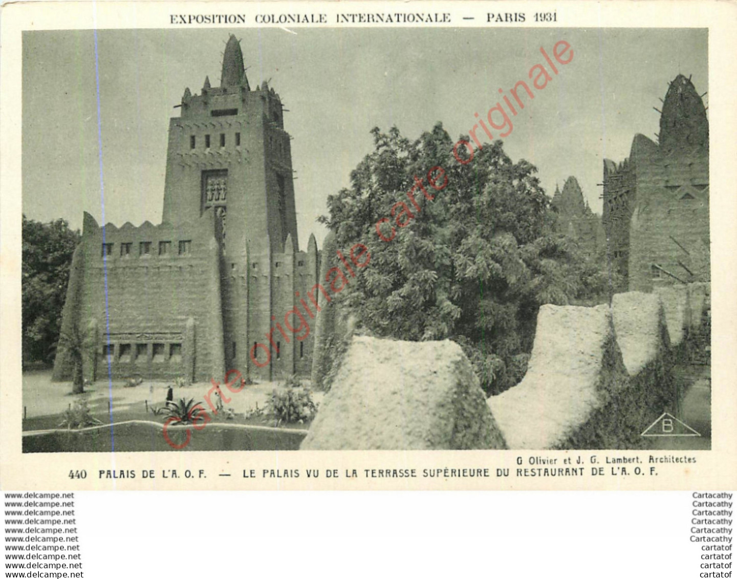 Exposition Coloniale Internationale PARIS 1931 .  PALAIS DE L'AOF . Le Palais Vu De La Terrasse Supérieure Du Restaurant - Tentoonstellingen