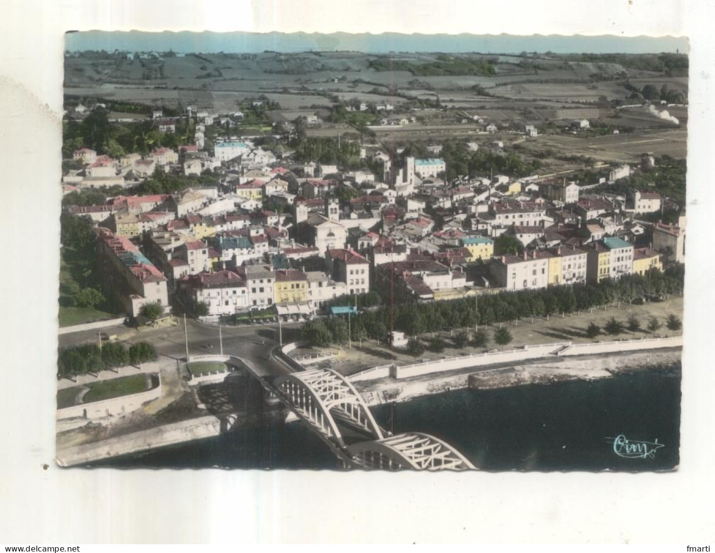 1. Neuville, Vue Générale Aérienne Et Pont Sur La Saone - Neuville Sur Saone