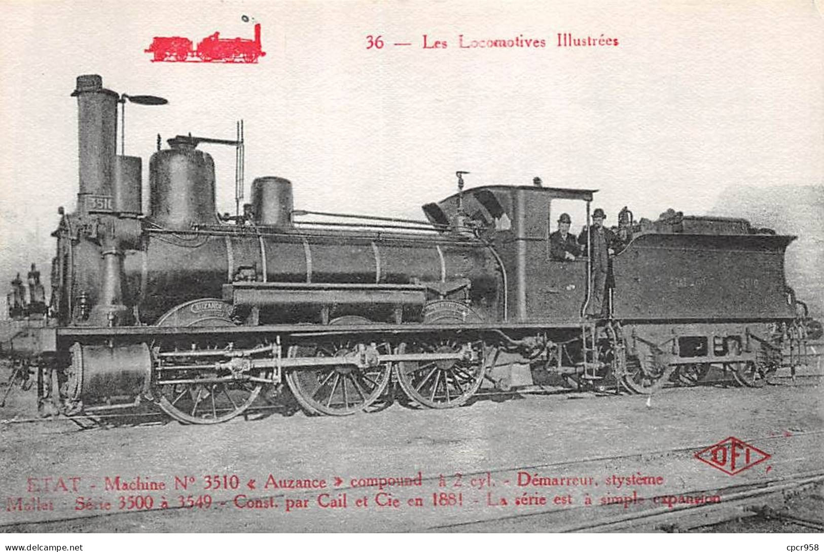 Chemins De Fer - N°86003 - Les Locomotives Illustrées 36 - Etat Machine N°3510 Auzance - Treinen