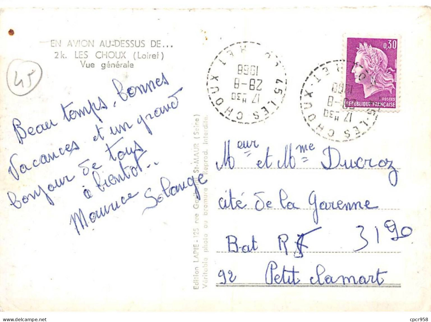 45 - SAN60701 - LES CHOUX - Vue Générale - Lapie 2K -  CPSM 10x15 Cm - Autres & Non Classés