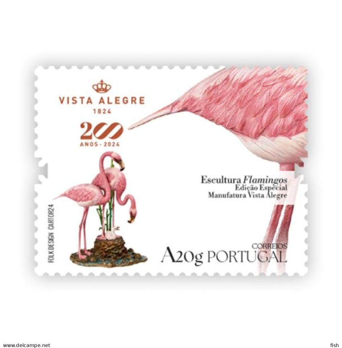 Portugal ** & 200 Years Of Vista Alegre, Flamingo Sculpture, Special Edition Manufatura Vista Alegre 1824-2024 (799) - Fabbriche E Imprese