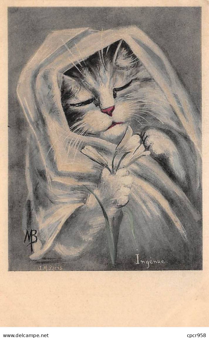 Illustrateur - N°85113 - M. Boulanger - Ingénue - Chat Portant Un Voile Et Sentant Des Fleurs - Andere & Zonder Classificatie