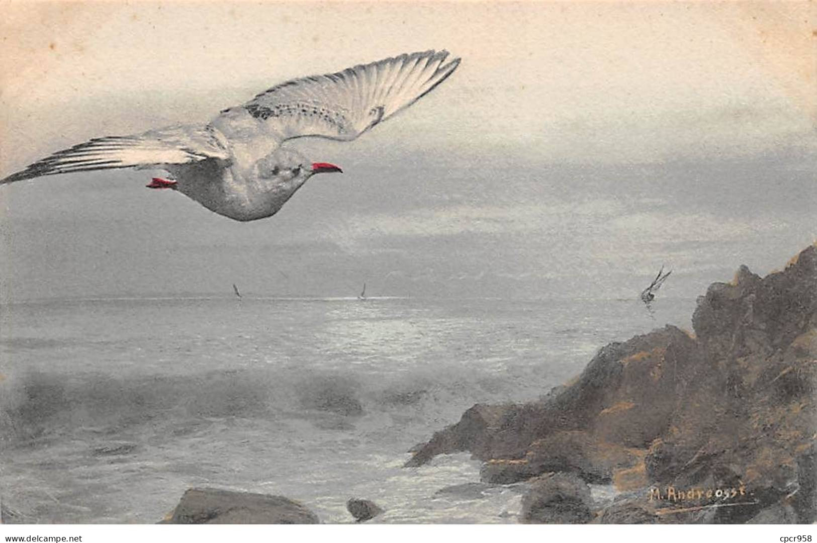 Illustrateur - N°85090 - Andreossi - Oiseau Volant Au-dessus D'un Bord De Mer - Andere & Zonder Classificatie
